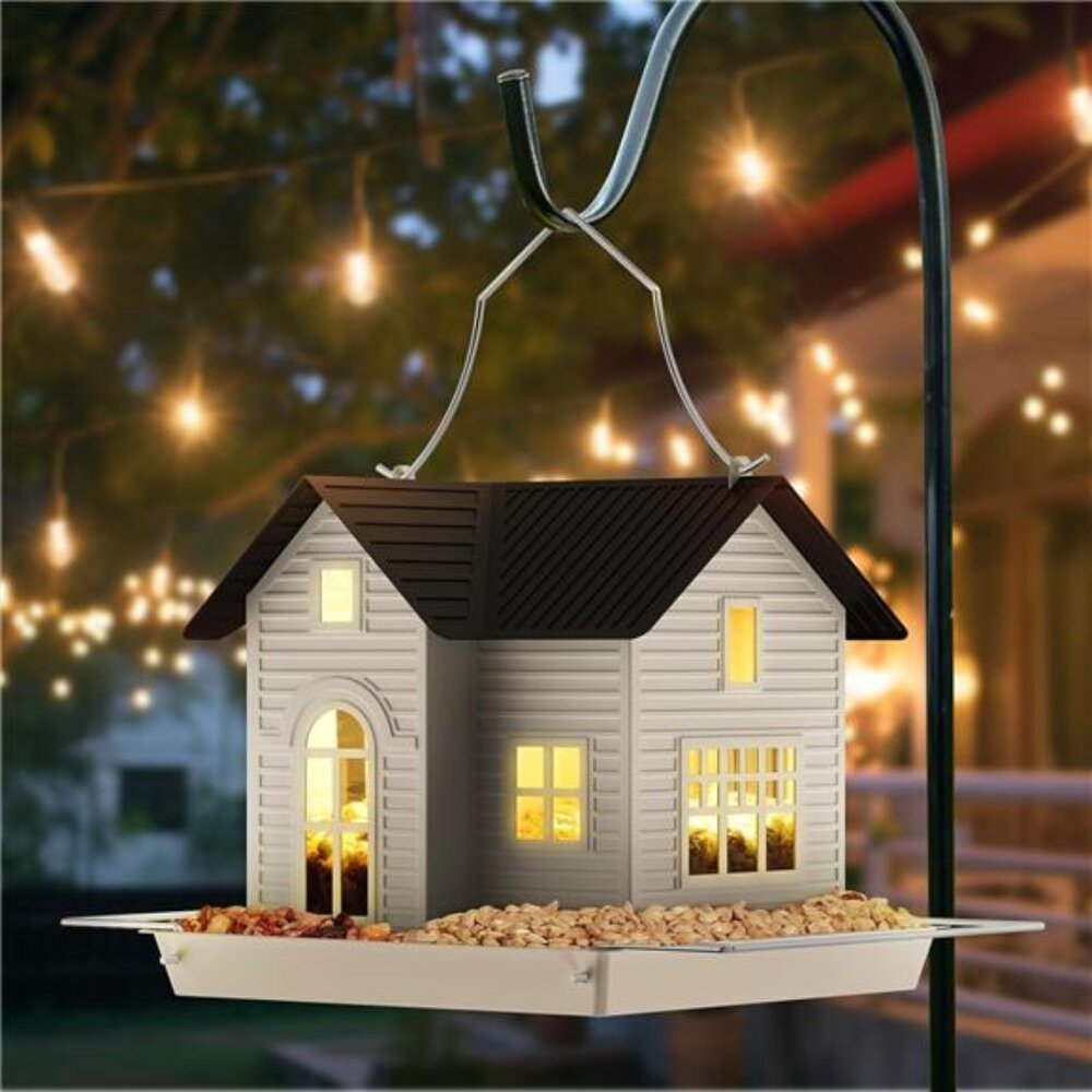 Solar Bird Feeder - Hanging Metal Bird House Feeder with Solar Lights, Outdoor